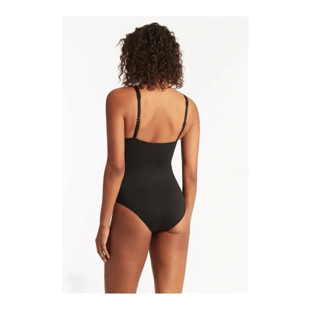 Sea Level Eco Essentials Twist Front One Piece in Black NWT